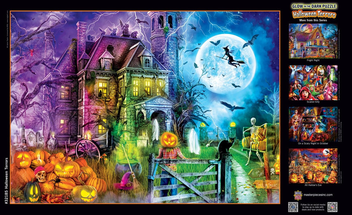 MasterPieces 500 Piece Glow in The Dark Halloween Jigsaw Puzzle - Halloween Terrors - 15"x21" Masterpieces