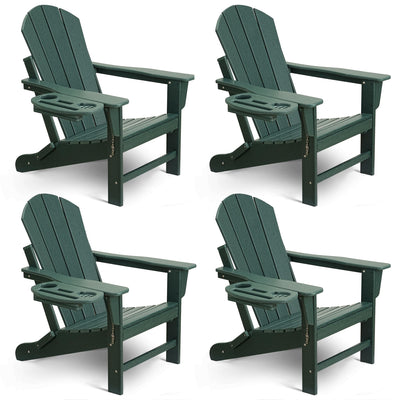 NAVINE Adirondack Chair Set of 4, HDPE Folding Adirondack Chair with Multifunctional Cup Holder, Weather Resistant Fire Pit Chair for porches, patios, poolsides, Decks.