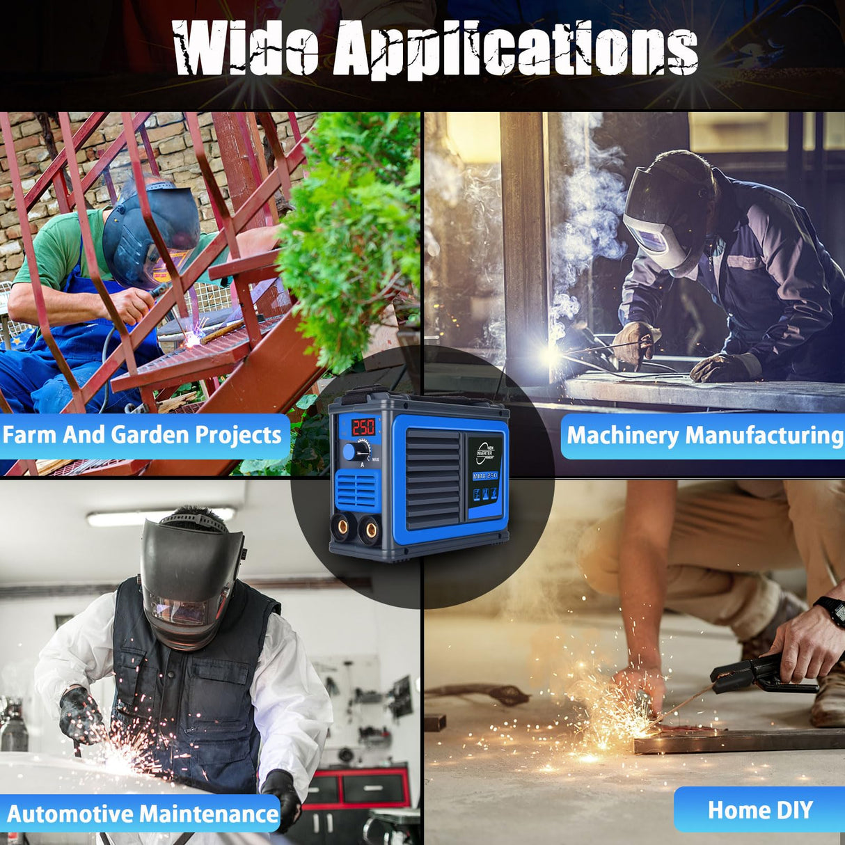 HGNVGZ Stick Welder,Portable Welder Machine 110V IGBT Digital Display LCD Upgraded MMA-250A Welding Machine,Hot Start Arc Force Anti-stick Mini Welde (Blue) HGNVGZ