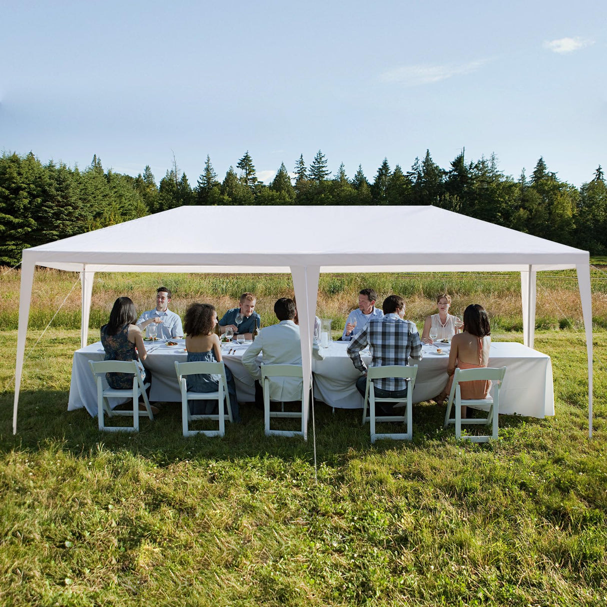 Outvita Outdoor Gazebo White Canopy with sidewalls, Wedding Party Tent with UV Blocking for Parties Sun Rain Shelter (10x20ft) Outvita