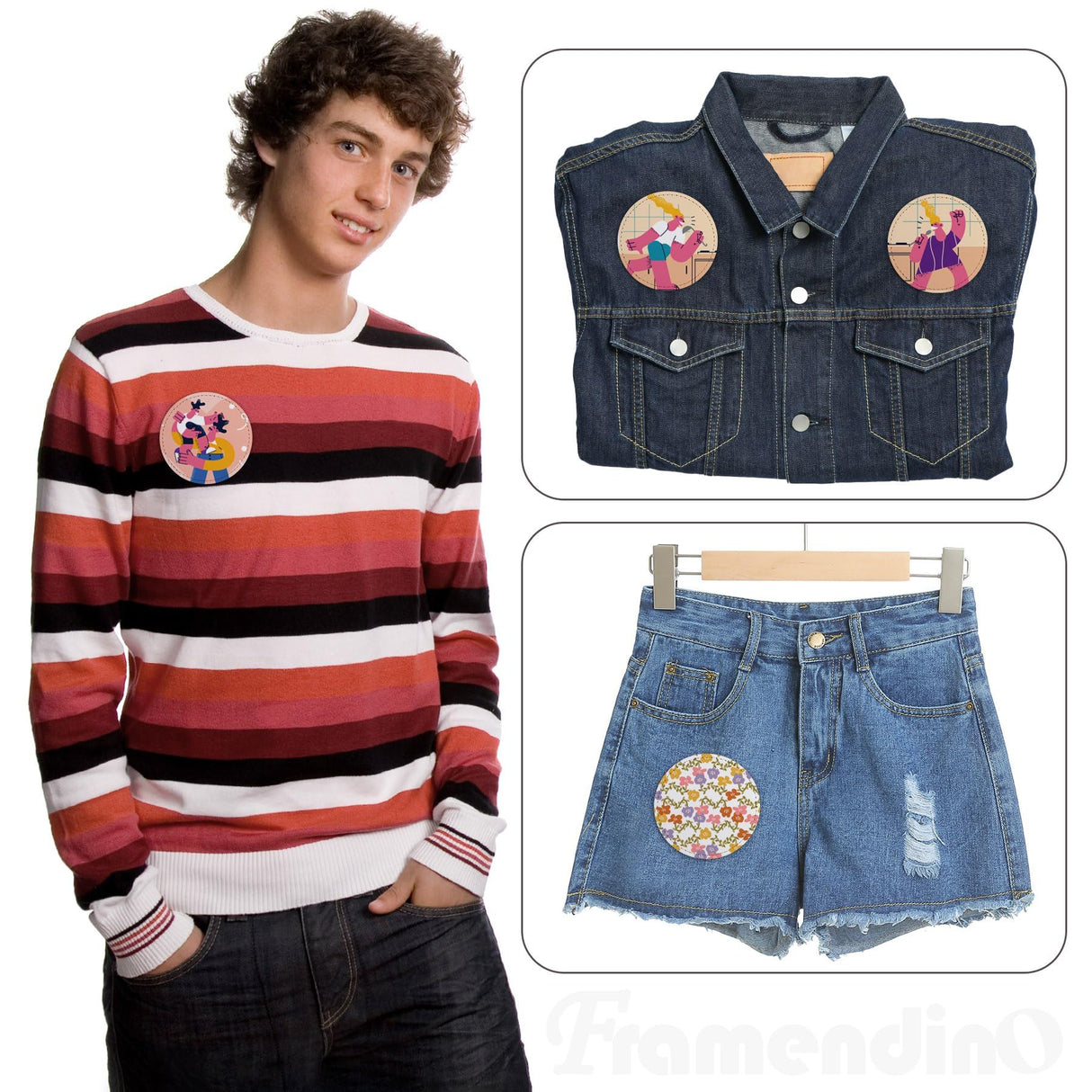 Framendino, 10 Pack Sublimation Patch Round Blank Iron on Patches Leather Hat Patches for Hat Shirt Jeans Framendino