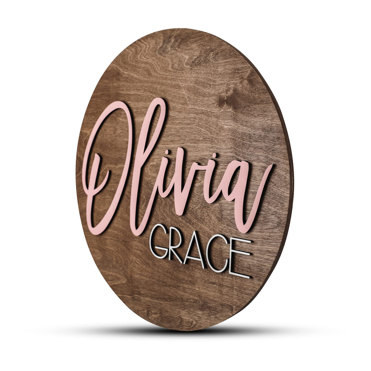 Custom Round Nursery Name Sign, Personalized Wooden Wall Plaque, 12" 18" 24" 30" 3D Wall Art for Children & Kids Rooms, Baby Shower, Hickory Hollow Hickory Hollow Designs