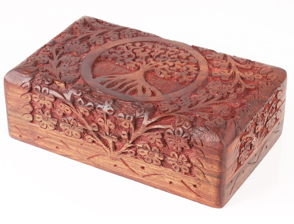 ARTISENIA Valentine's Day Gifts Wooden Jewellery Box Organiser Handmade Keepsake Box with Tree of Life Design for Ring Bracelet Necklace Accessories Jewelry Tarot cards Box Great for Gifts ARTISENIA