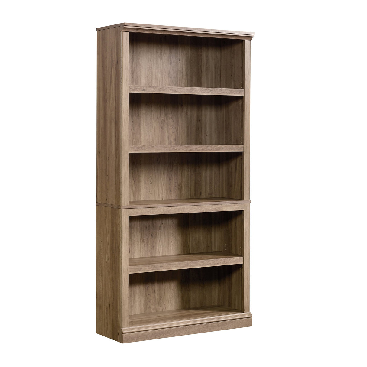 Sauder 5 Tier Book Shelf Wooden Bookcase Multipurpose Bookshelf for Home Office, Living Room, in Salt Oak finish Sauder