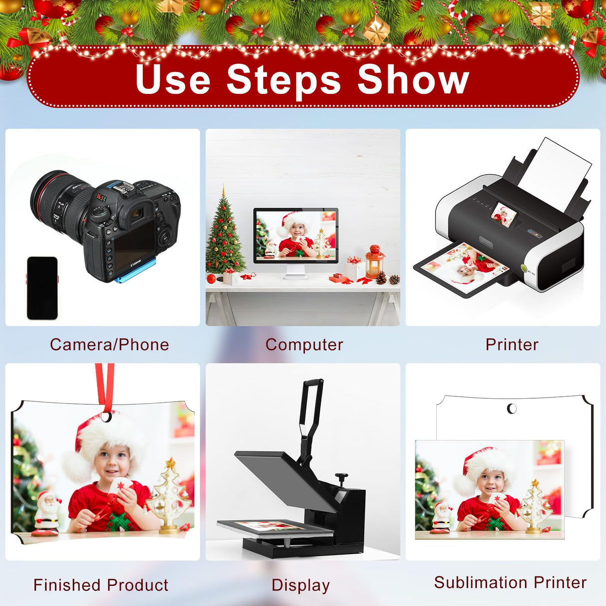 Zeyune 48 Pcs Christmas Sublimation Ornament Blanks 3.5"x2.48" Rectangle Double Sided Blanks Christmas Hanging Ornament Blank Personalized Sublimation Blank with Rope DIY for Christmas Tree Decoration Zeyune