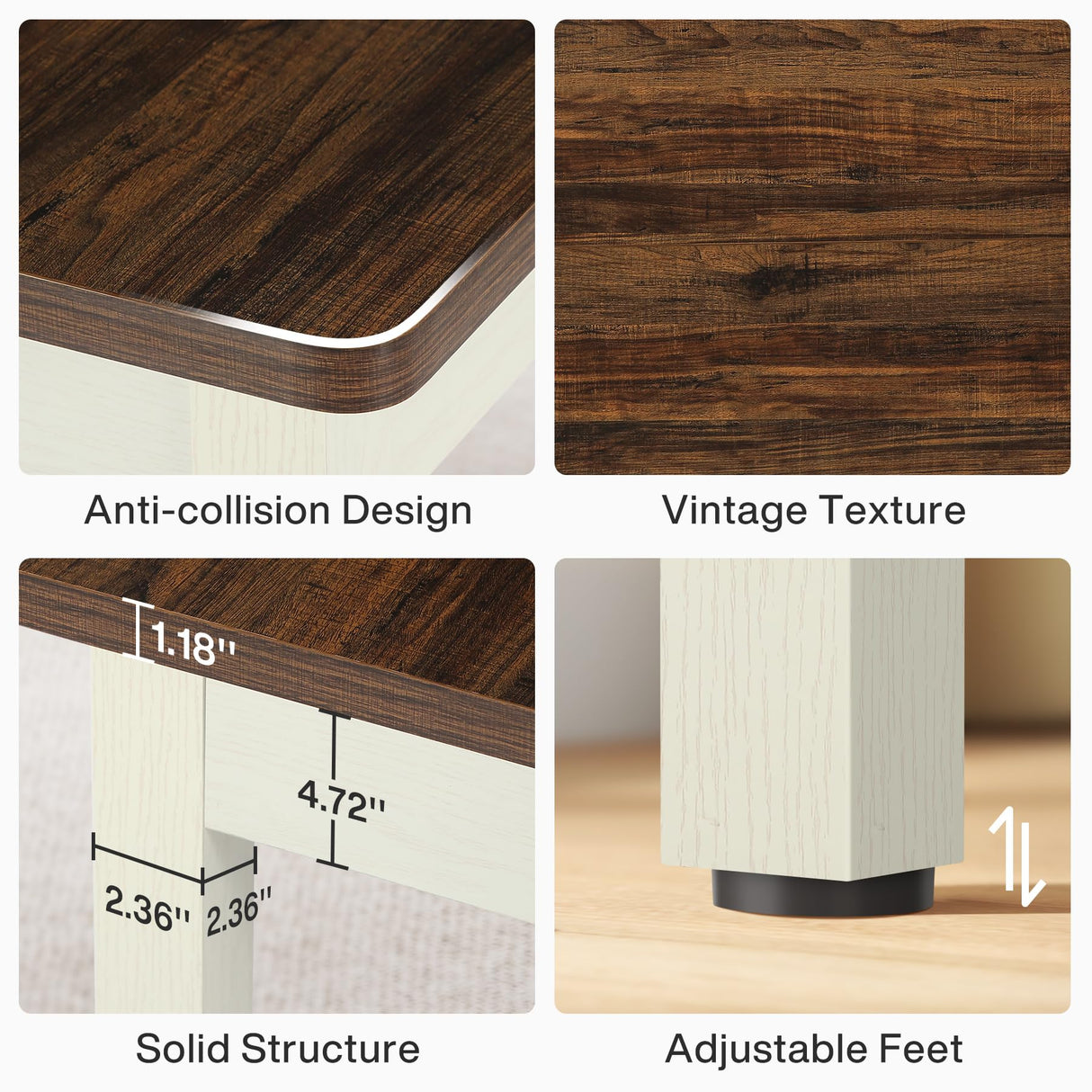 Tribesigns Farmhouse Kitchen Table Set for 4-6, 55-Inch Wooden Dining Table with 2 Benches, Space Saving 3 Pieces Heavy Duty Dinette for Dining Room, Kitchen, Small Space Tribesigns