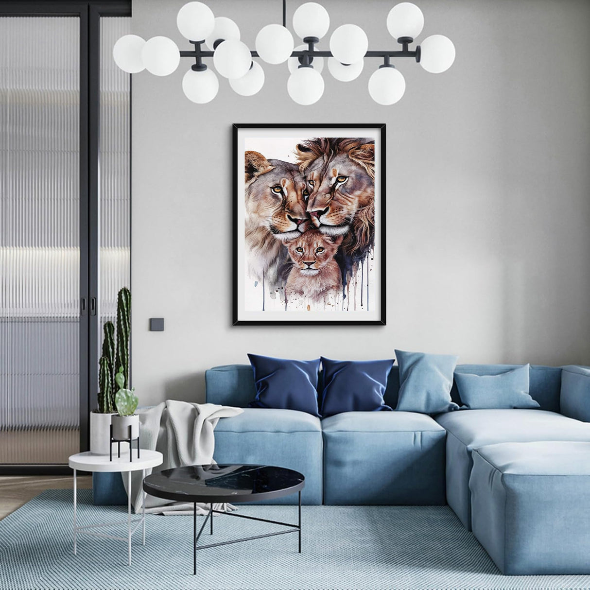 GMETINC 5D Diamond Painting Kits for Adults, Lion Family Diamond Art Kits for Adults Beginner, DIY Full Drill Diamond Dots Paintings with Gem Art and Crafts Home Wall Decor 12 * 16inch GMETNIC