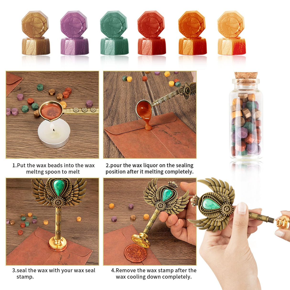 LongLongJin Quill Pen Ink Set with Seal Stamp - Feather Calligraphy Pen and Ink Set, Wax Seal Stamp Kit, Calligraphy Copybook,Beginner Calligraphy Quill Pen Lovers of All Ages Selection Gift (Grey) LongLongJin