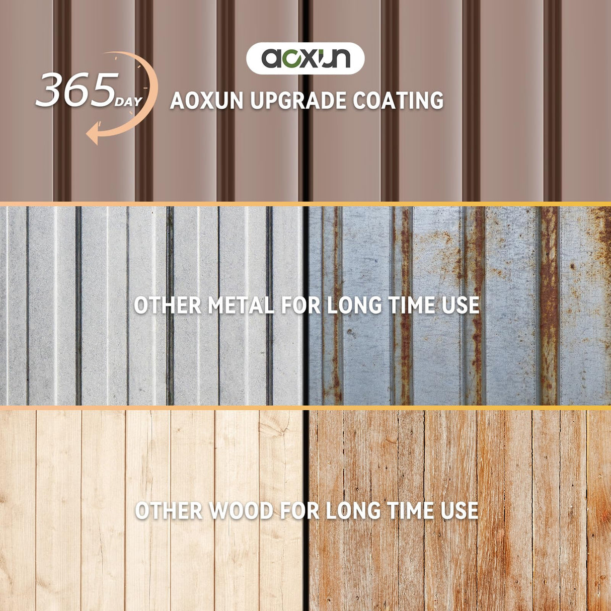 Aoxun 7.4x5.3FT Shed with Floor Galvanized Steel Outdoor Storage Shed Metal Garden Shed with Double Doors, 15mm Moisture-Proof Floor & Ventilation, Sloped Roof for Bike/Generator/Tool Storage (Brown) Aoxun