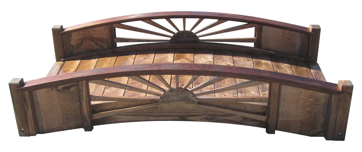 SamsGazebos Sunburst Wood Garden Bridge, 6', Brown SamsGazebos