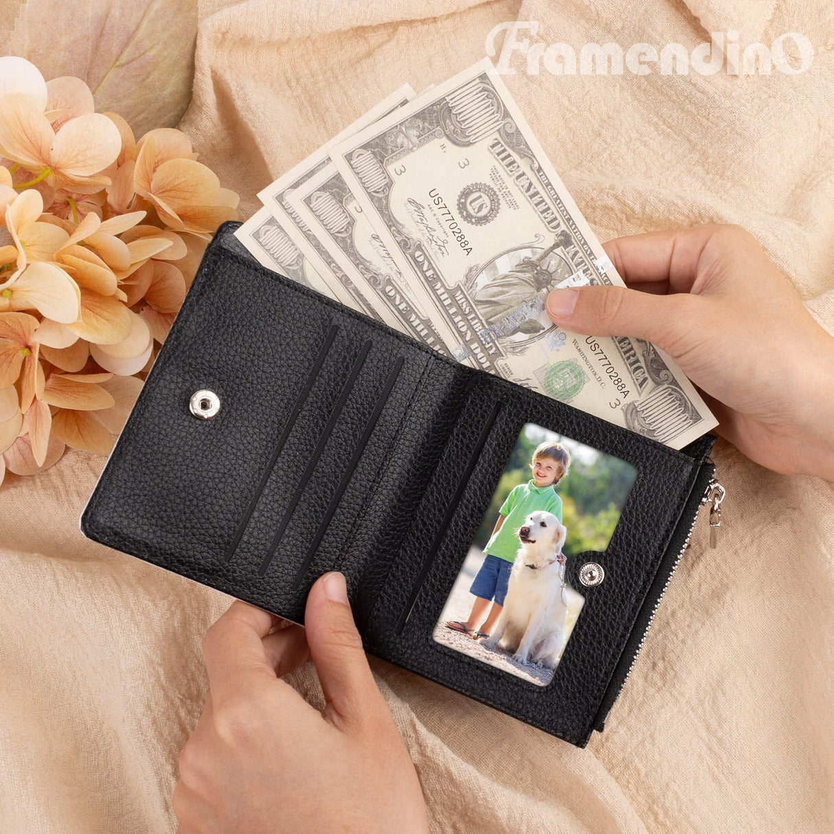 Framendino, 2 Pack Sublimation Wallet PU Leather Heat Transfer Card Holder Sublimation Bank Zipper Snap Wallet for Women Men Framendino