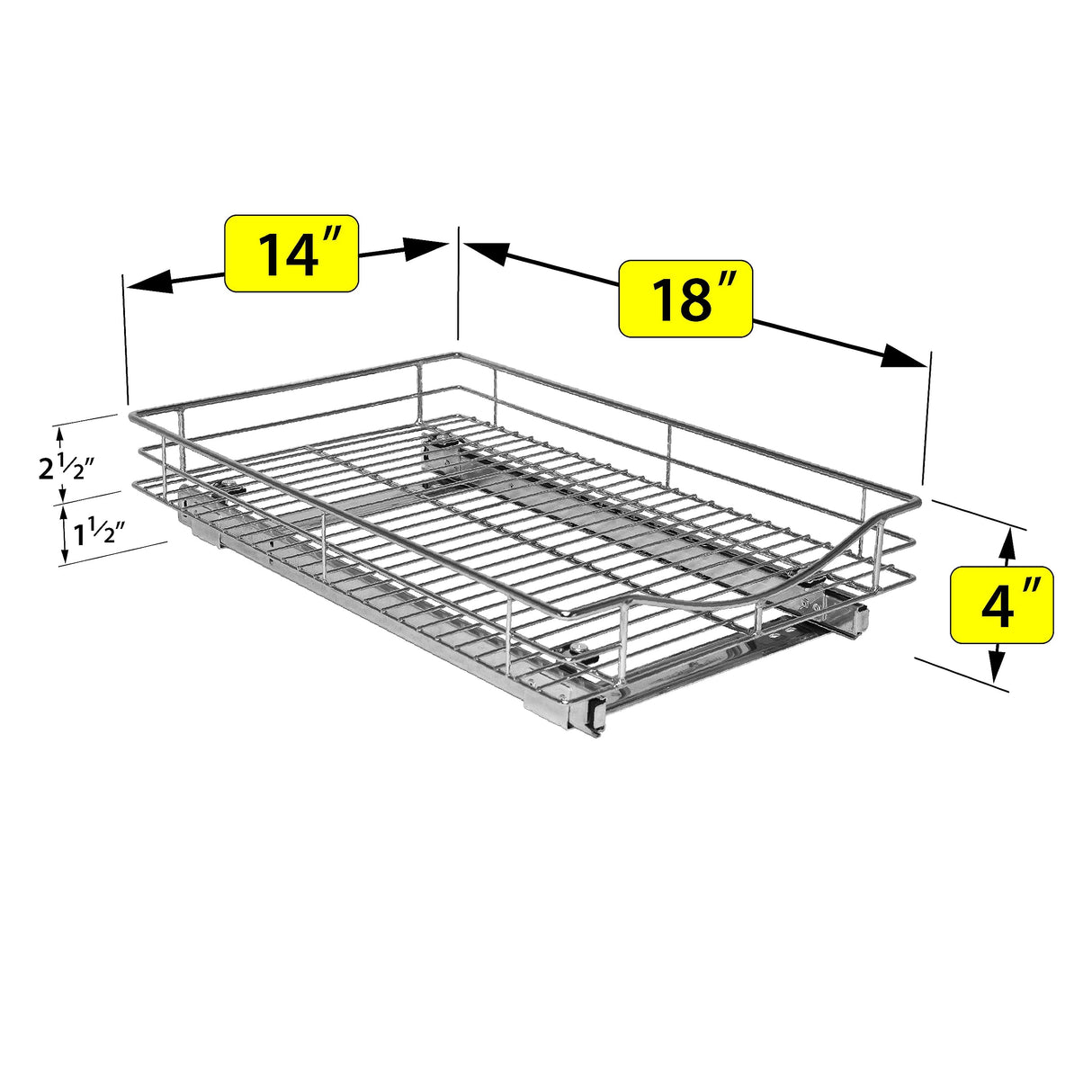 LYNK PROFESSIONAL® Pull Out Cabinet Organizer, 14" x 18" Slide Out Drawers for Kitchen Cabinets - Sliding Pull-Out Pantry Shelves – Home Shelf Organizers - Lifetime Ltd. Warranty, Chrome LYNK PROFESSIONAL