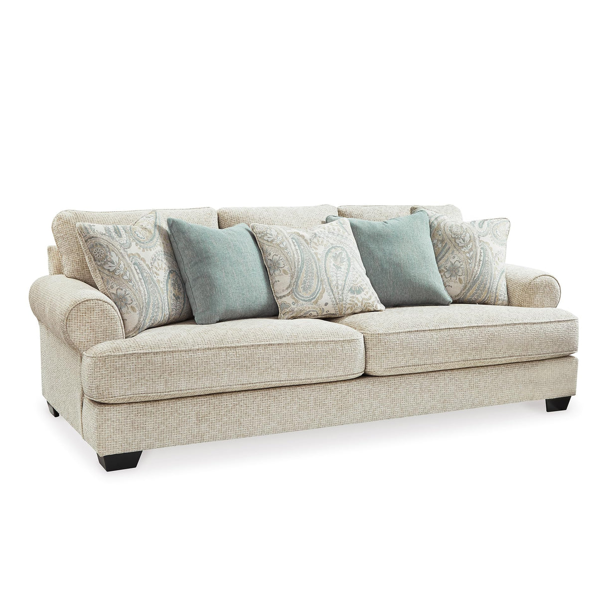 Signature Design by Ashley Monaghan Vintage Sofa with Accent Pillows, Reversible Cushions and Rolled Arms, Beige Signature Design by Ashley