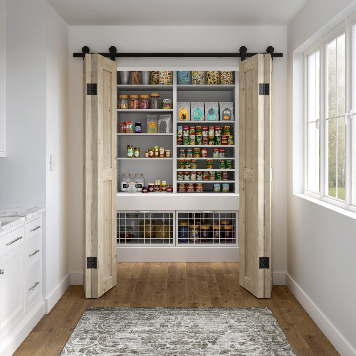 Miseno MBD1117 36" x 84" Bi-Fold Barn Door Slab - Unfinished Pine Miseno