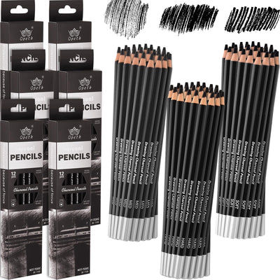 Geyoga 72 Pcs Professional Charcoal Pencils Soft, Medium and Hard for Drawing Charcoal Pencils for Art Painting Sketching Shading Drawing Blending Portrait Artists Students Back to School Gifts