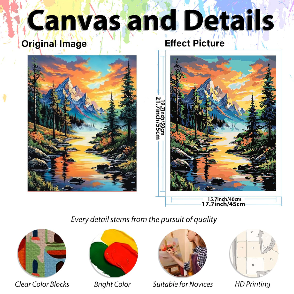 Landscape Paint by Numbers, Sunset Paint by Numbers Kit for Adults Beginner, DIY Painting by Numbers for Adults for Gift Home Wall Decor(16 x 20 Inch) hkejoi