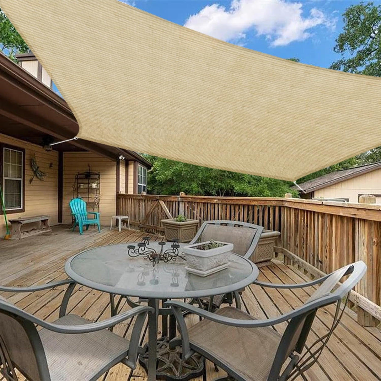 INFRANGE 16' x 18' Rectangle Sun Shade Sails Canopy UV Block for Patio Deck Pergola Yard Lawn Outdoor Activities (Sand) INFRANGE