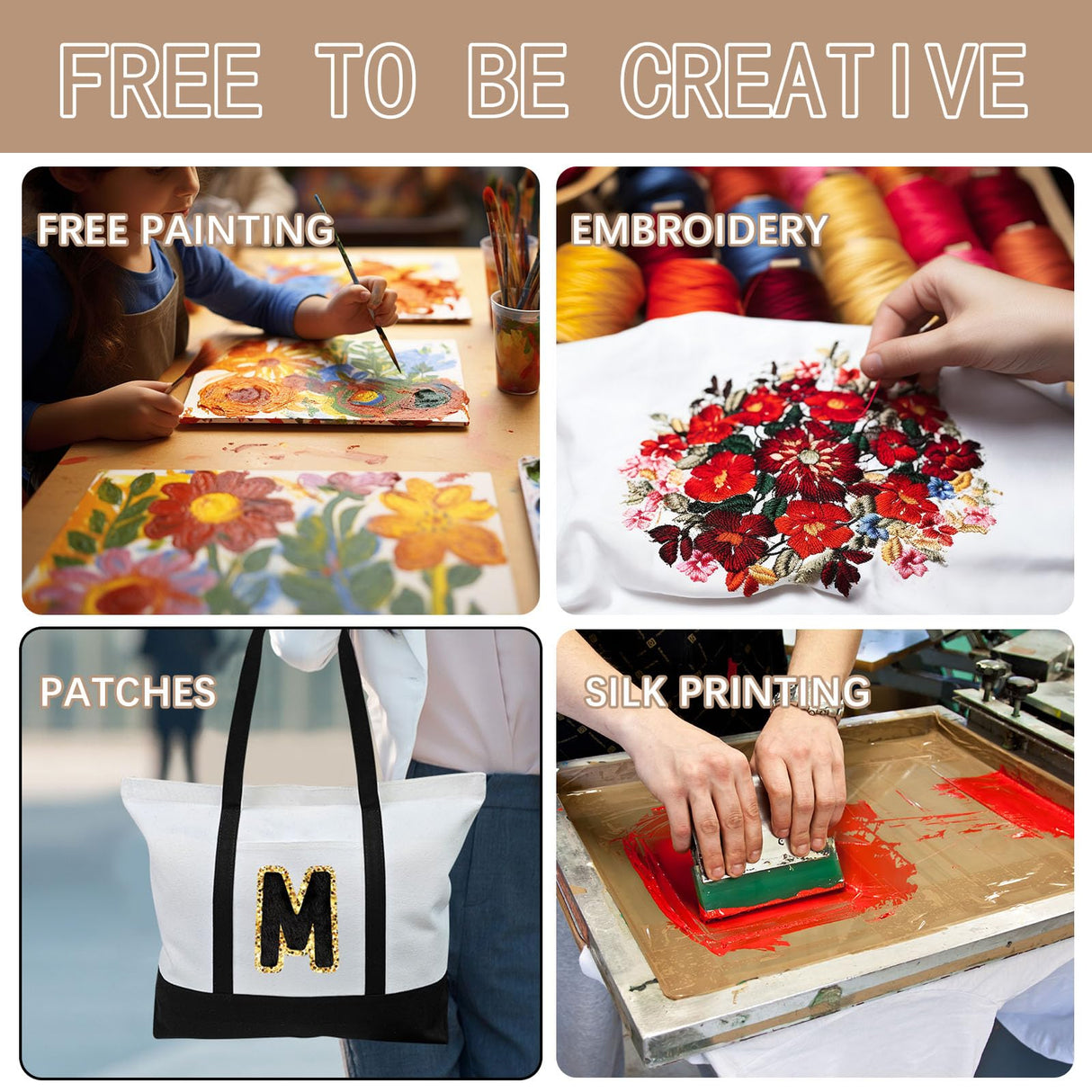 OKBA 10 PCS Stylish canvas tote bags for women,blank large size tote bag With zipper,sublimation tote bag with pockets OKBA