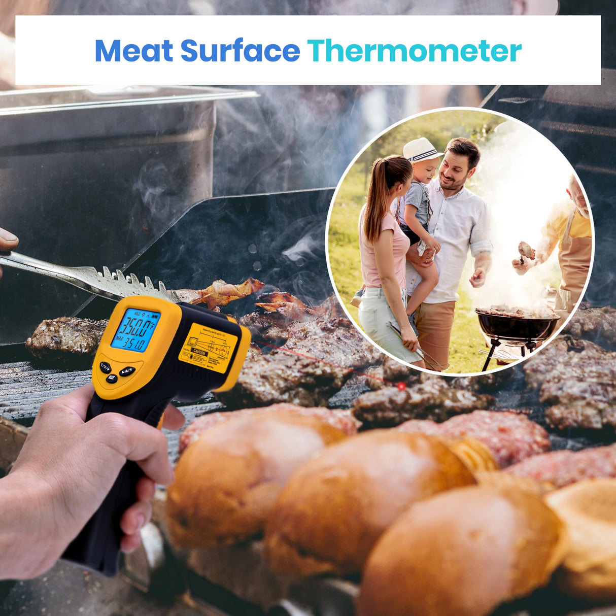 Etekcity Infrared Thermometer Laser Temperature Gun 774, Meat Food Candy Oven Thermometer for Griddle Accessories, Heat Gun for Cooking Refrigerator Tools, Yellow, -58ยฐF to 842ยฐF Etekcity