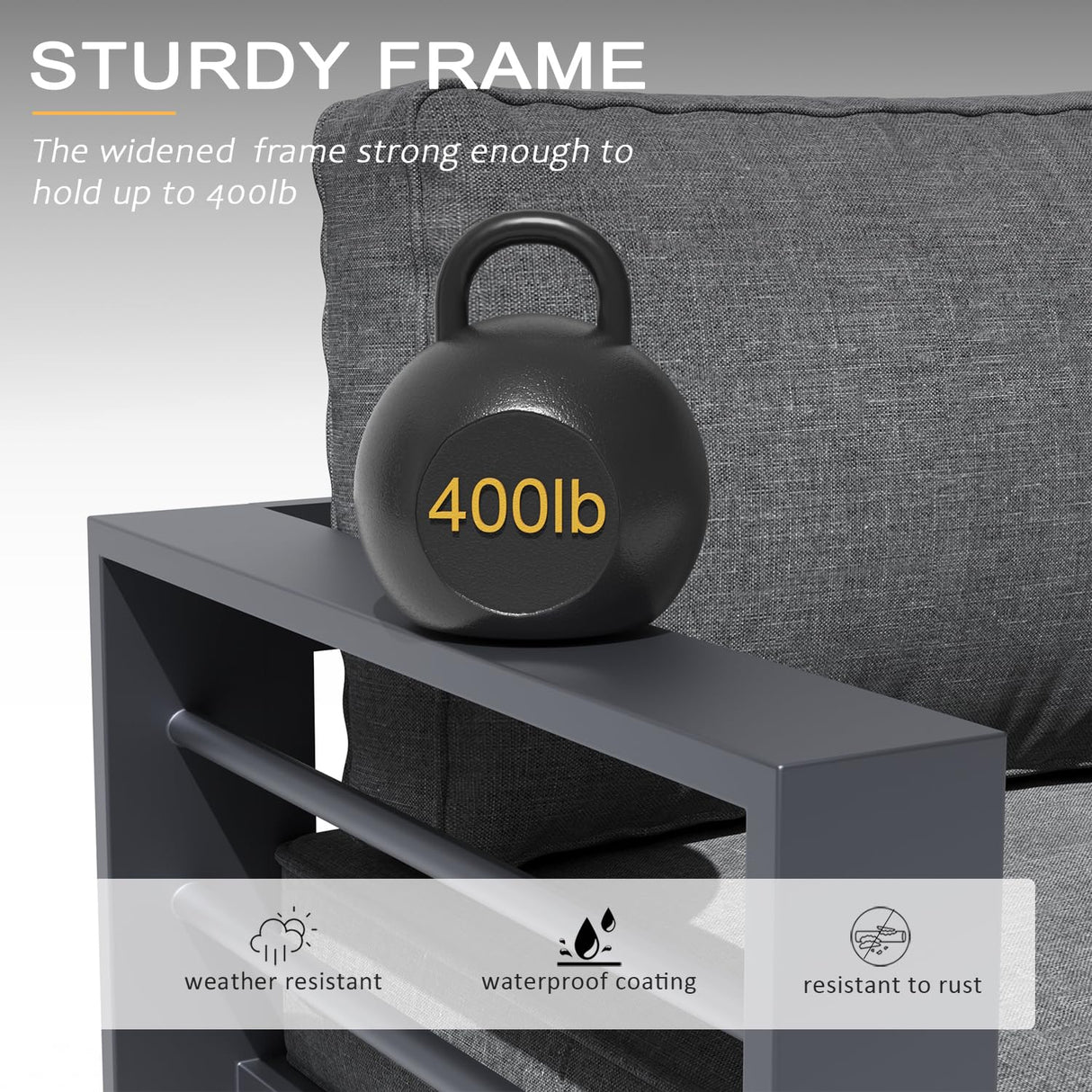 LayinSun Aluminum Furniture Set with Fire Pit Table, 5 Pieces Patio Sectional Conversation Chat Sofa Modern Seating Set LayinSun