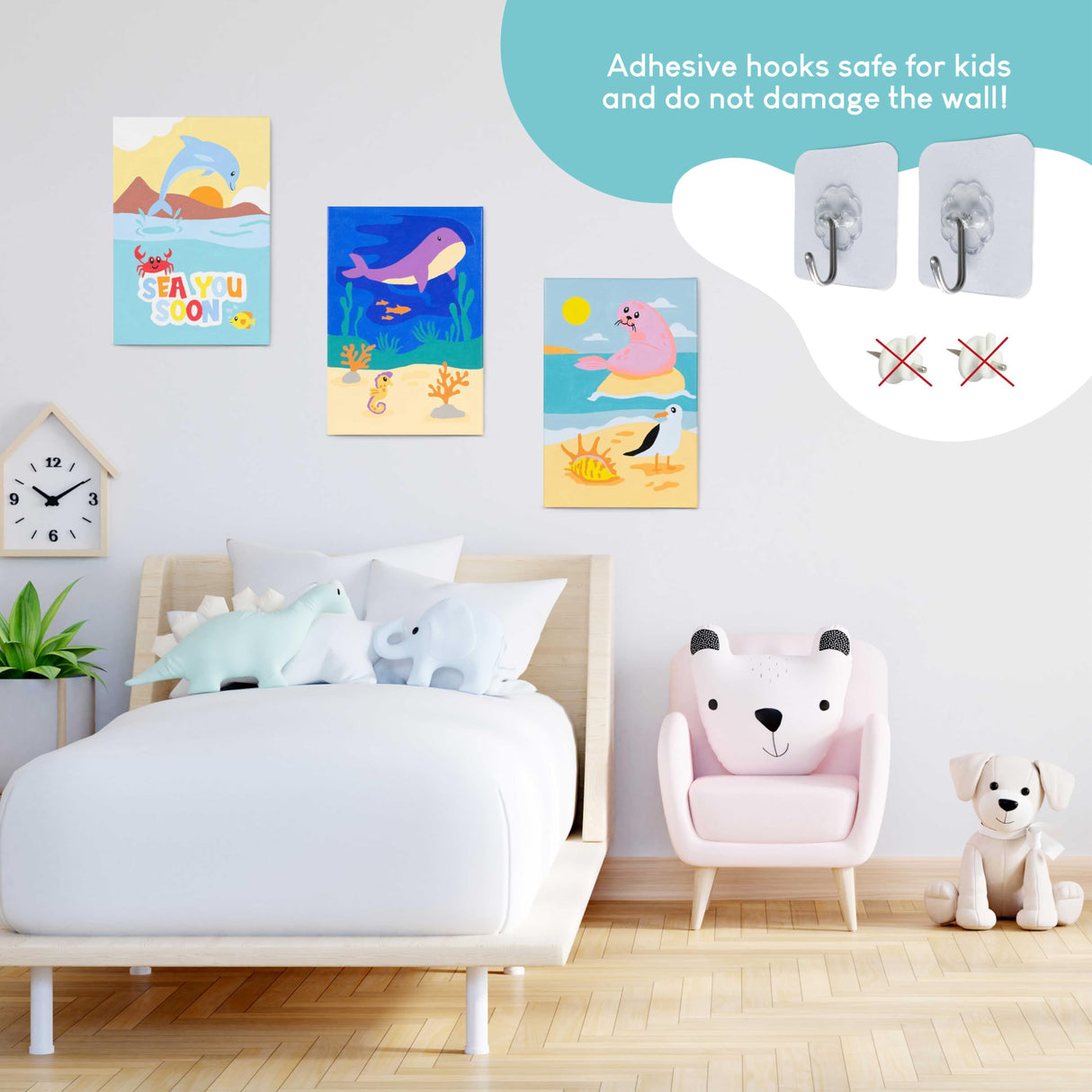 BONNYCO Paint by Numbers Kit for Kids Sea Animals Pack 3 Canvas Paint by Number Canvas Framed, Ocean Gifts for Kids, Arts and Crafts 4-6 8-12 Pintar por Numeros Pre Drawn Painting Under Sea Crafts BONNYCO