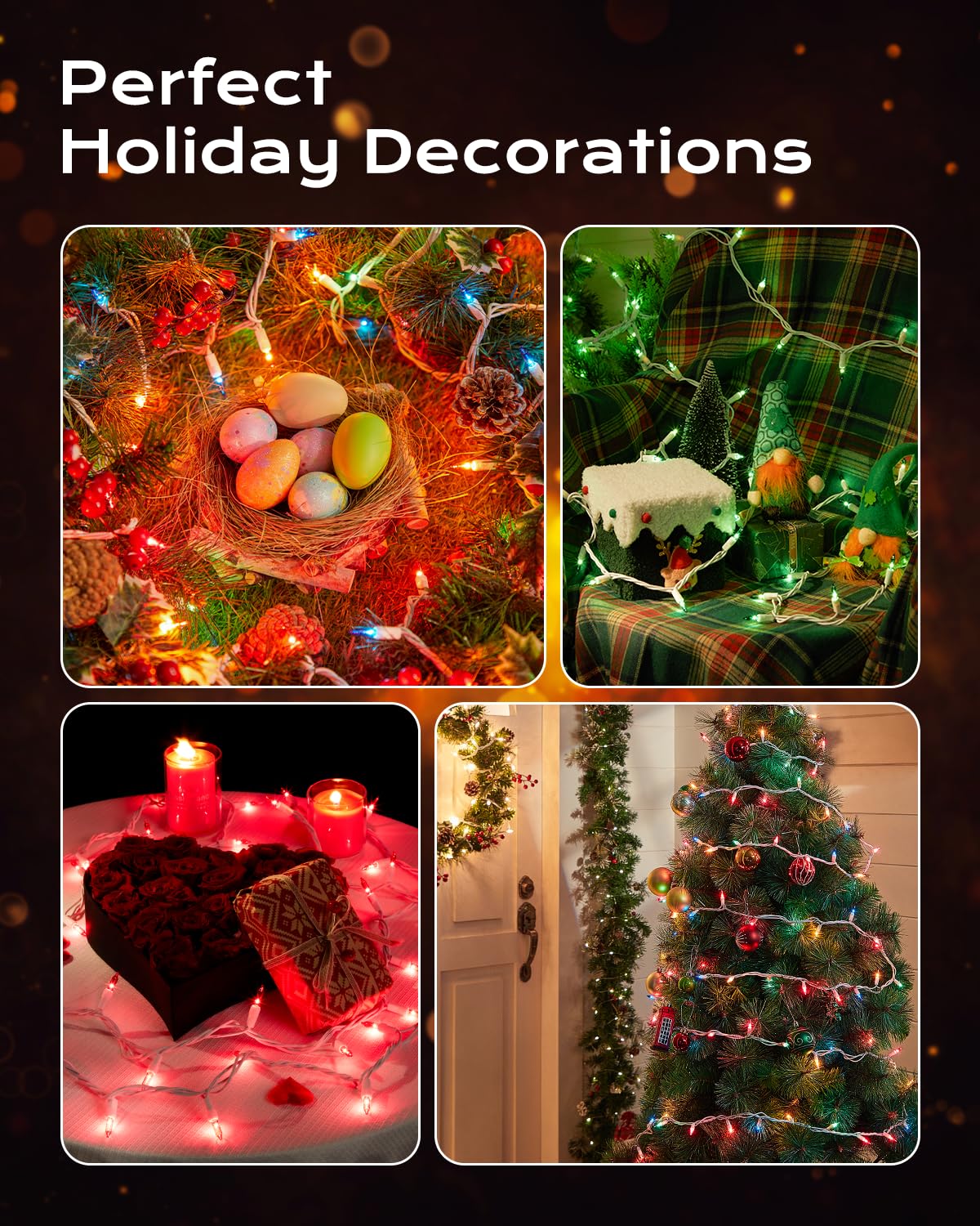 Brightown Christmas String Lights, 100-Count 26.5ft Clear Incandescent Bulb Mini Lights for Indoor Holiday Decor, Christmas Tree Garland Wedding Party Multi-Use Decoration, White Wire Brightown