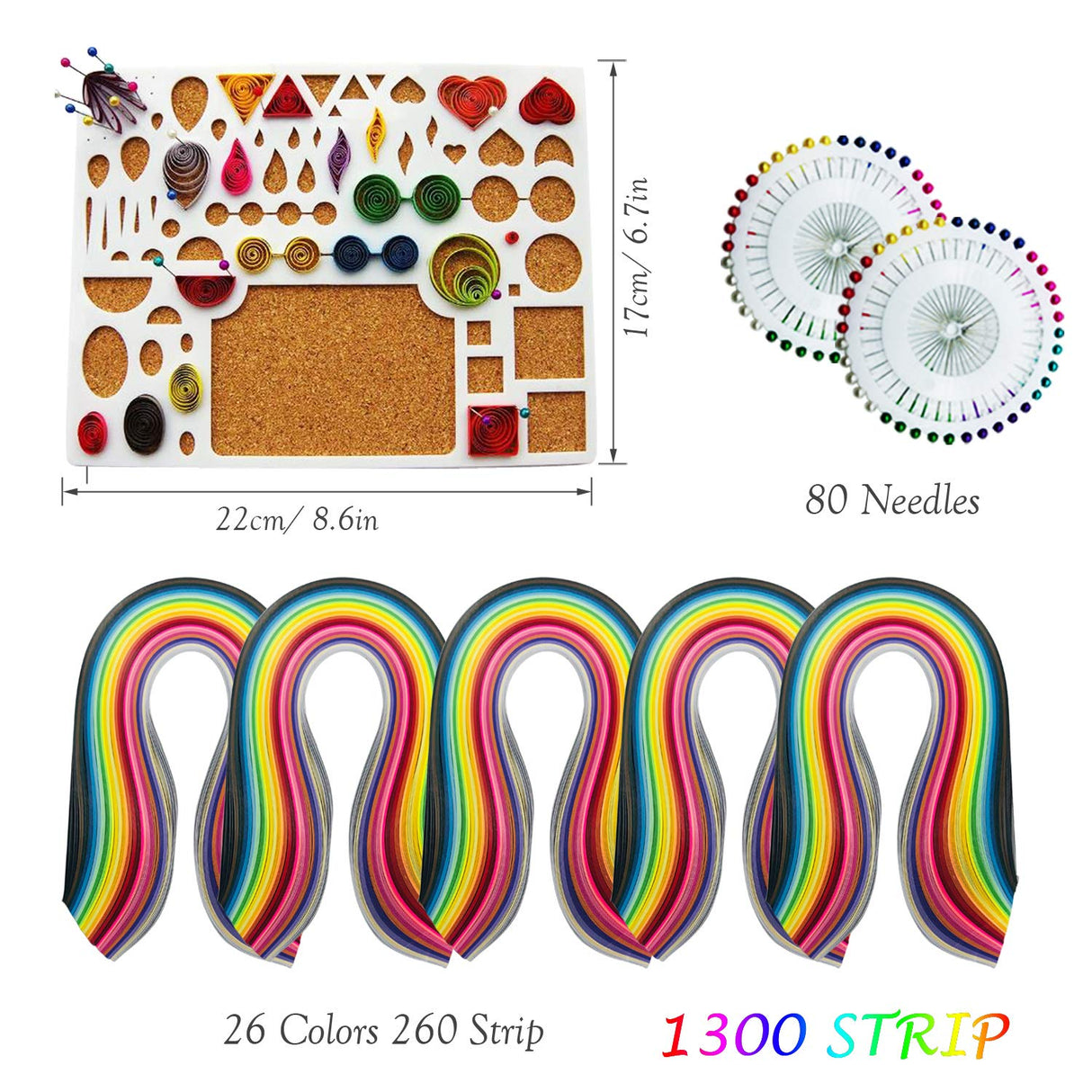 Woohome Quilling Supplies Paper Quilling Kits with 13 Quilling Tools and 1300 Strips Quilling Paper for Craft Woohome