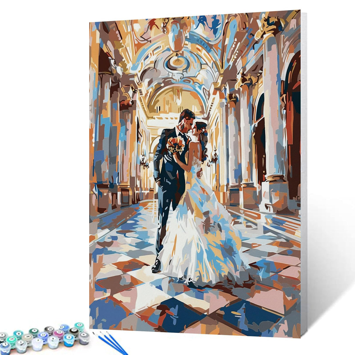 Couple Hug Each Other Artwork Beloved Newlyeds Paint by Number Kits 16 x 20 inch Canvas DIY Romantic Groom and Bride Oil Painting for Kids Adults Beginner with Brushes Home Decor Gift(Frameless) Tucocoo