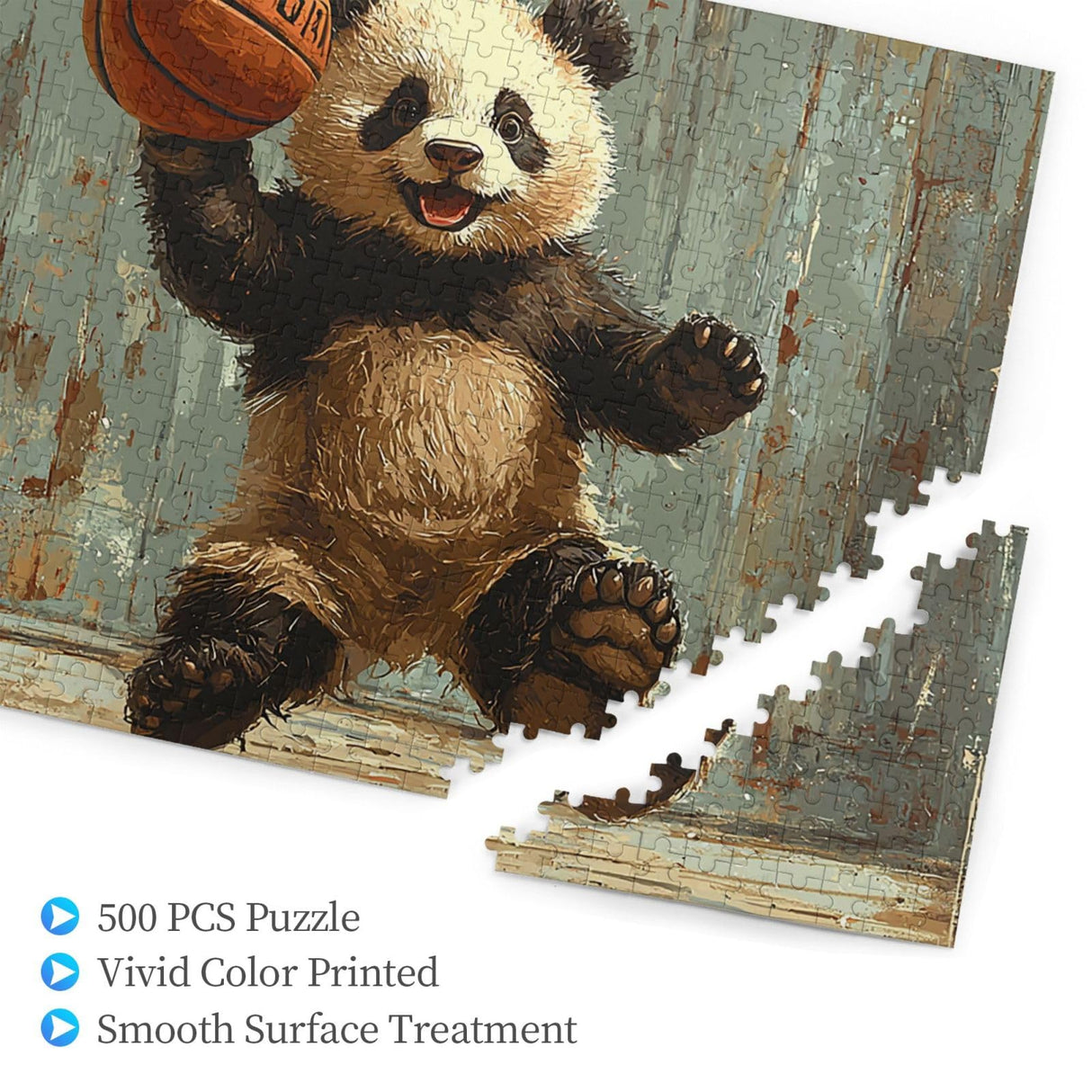 500 Piece Puzzle Adults Teens Jigsaw Puzzles for Family Games, Panda Playing Basketball Funny Generic