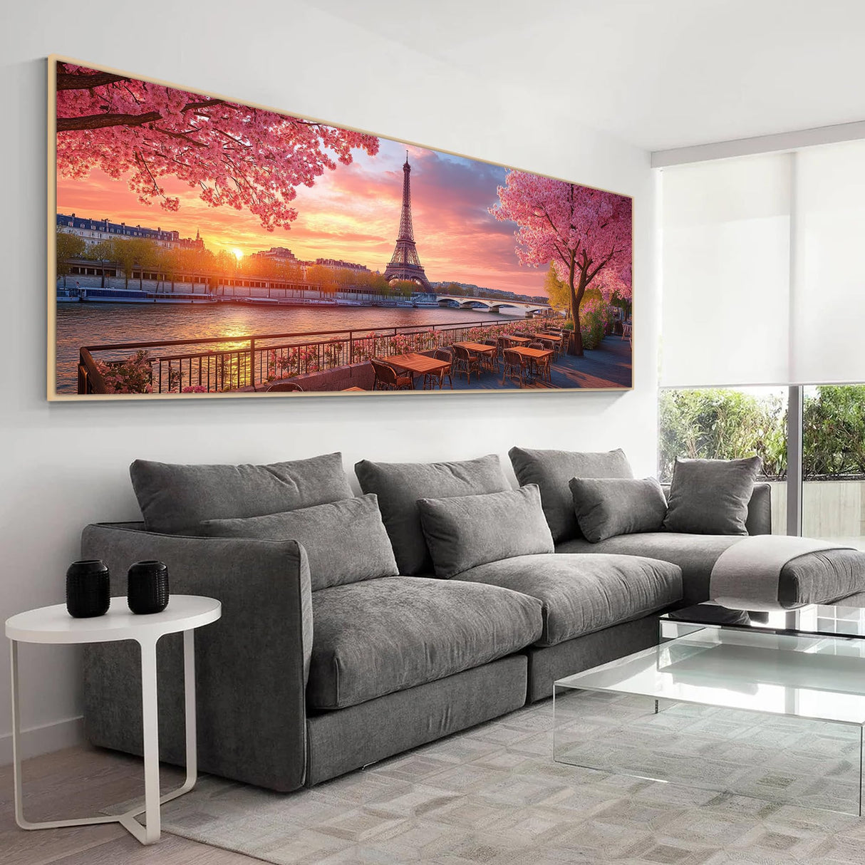 VAIIEYO Large Diamond Art Kits for Adults Eiffel Tower, Diamond Art Landscape, Large Diamond Painting Kits Full Drill Round Rhinestone Craft Canvas for Home Wall Decor Gift 12x31 inch VAIIEYO