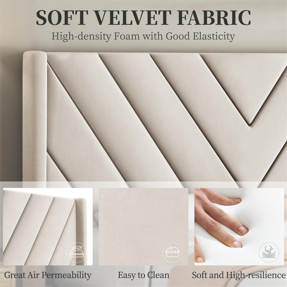 Yaheetech Full Bed Frame Upholstered Platform Bed with Wing Side Tufted Headboard/Sturdy Wooden Slat Support/No Box Spring Needed/Mattress Foundation,Beige Full Bed Yaheetech