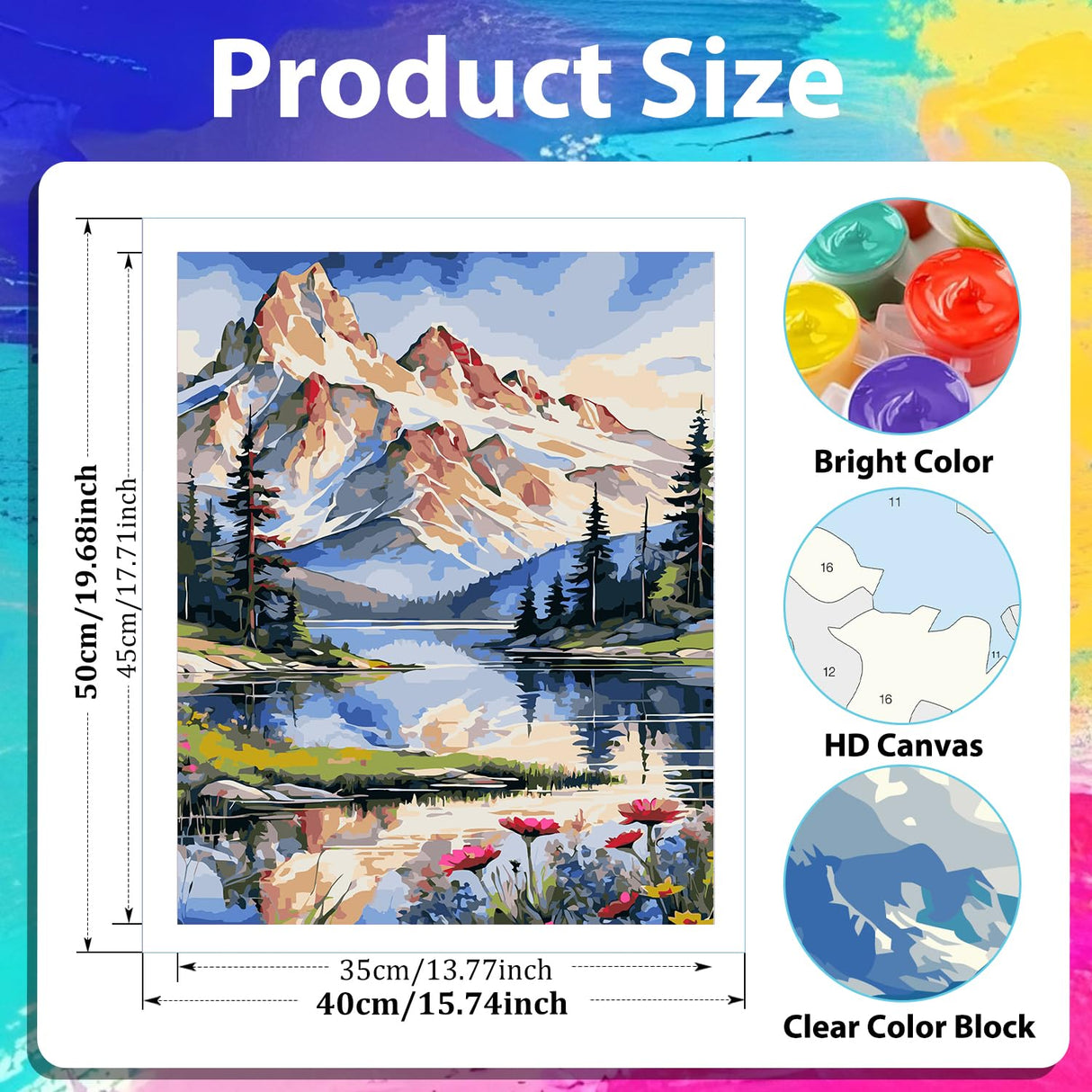 xcemhil Paint by Numbers Kit for Adults Landscape, Paint by Number Moutain, Lake Paint by Numbers Kit for Adults Beginner for Gift and Home Wall Decor 16x20 Inch xcemhil