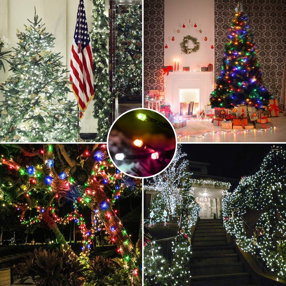 Brizled Christmas Lights Outdoor, 180.4ft 500 LED Color Changing Christmas String Lights with Remote, 11 Modes Christmas Tree Lights Cool White & Multicolor Green Wire Xmas Lights for Xmas Party Home Brizled