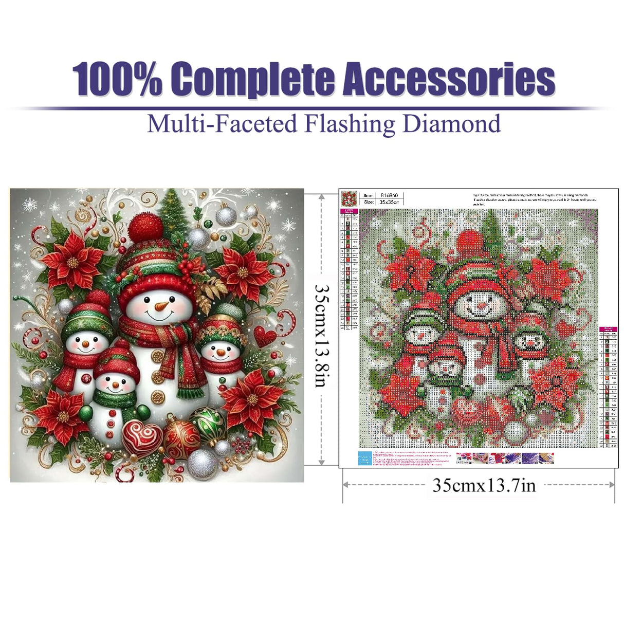 Christmas Diamond Art Kits for Adults, Christmas Diamond Painting Kits for Adults 5D DIY Full Drill Diamond Dots for Gift Wall Decor and Relaxation Gem Arts Snowman 12x16 inch Eiazuiks