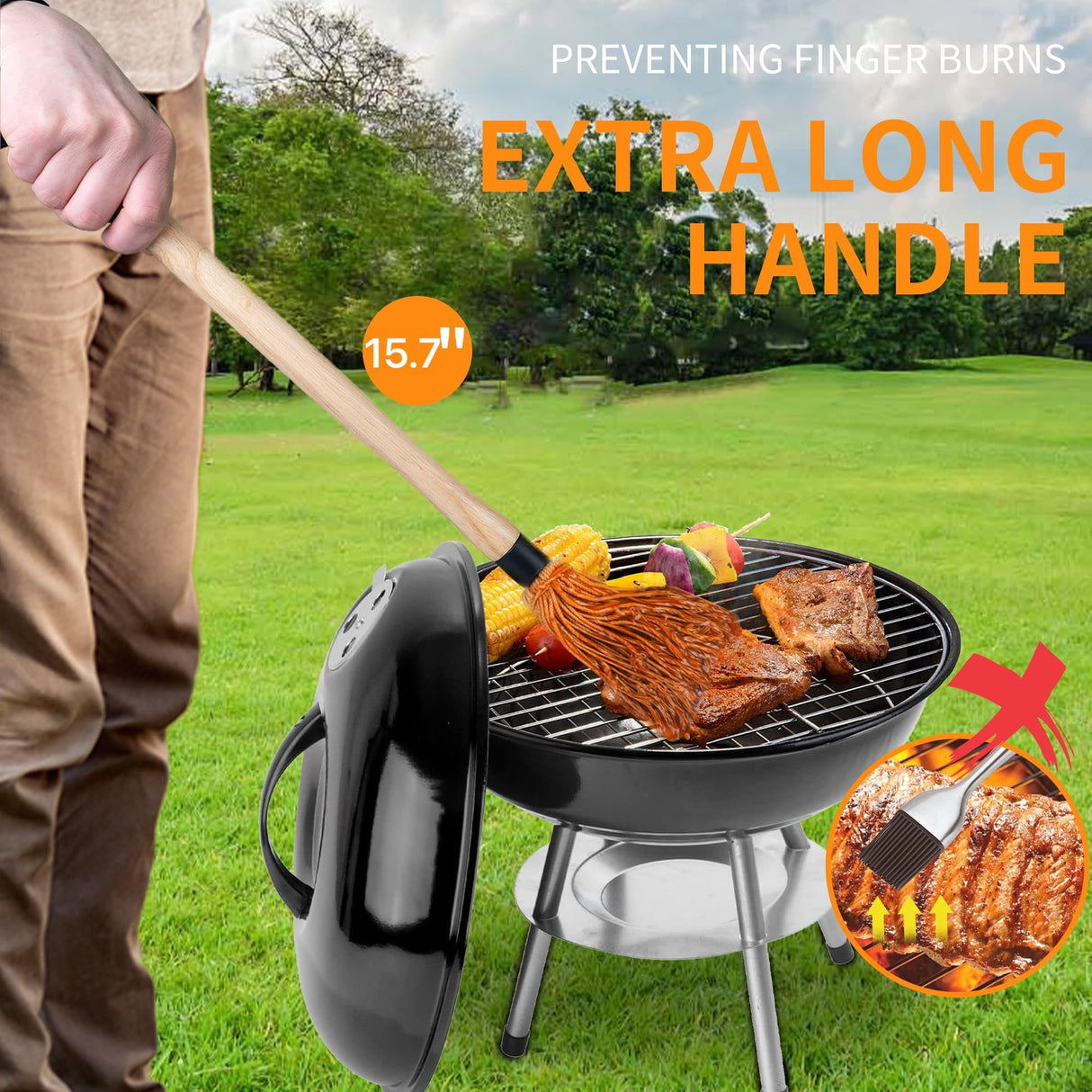 BBQ Mop Brush and Cast Iron Basting Pot - Grilling Tool Set with Basting Brush an Meat Shredder Claws for Meat Smoker, Grill and Stove(8pcs) ZQDFLME