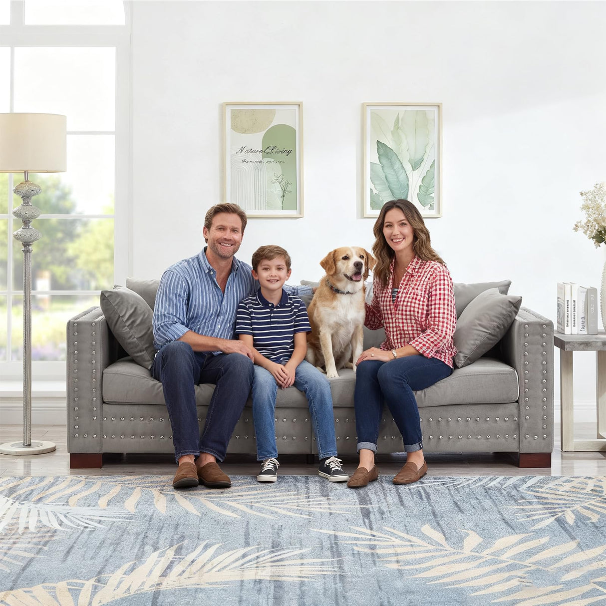 84.5" Wide 3-Seater Velvet Sofa with Storage, Mid Century Modern Chesterfield Couch, Upholstered Love Seat with Deep Seat & Retro Trim Gray Velvet Couch for Living Room, Office, Apartment (Grey) SLEERWAY