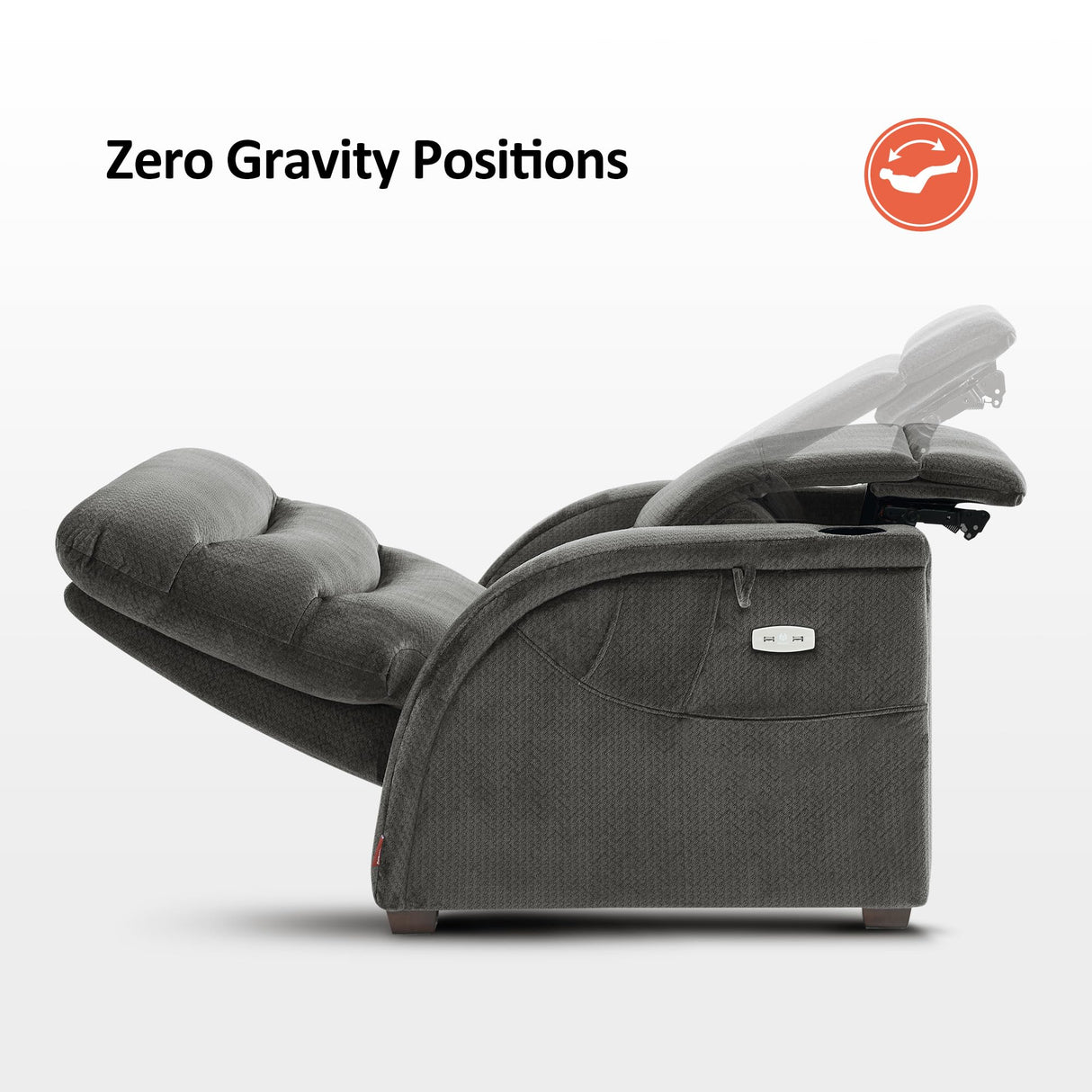 MCombo Power Zero Gravity Recliner Chair with Adjustable Headrest for Living Room, Fabric ZG334 (Neutral Grey) MCombo