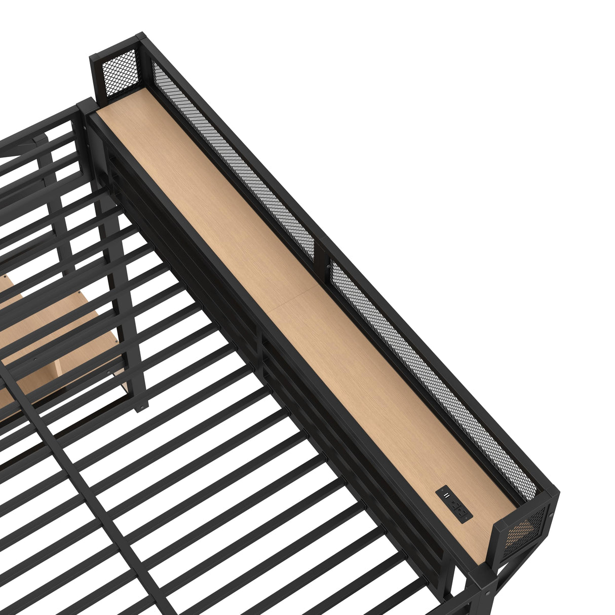 Bellemave Twin XL Loft Bed Frame with Storage Stairs, Beside Shelf & Wardrobe, Metal Loft Bed Twin XL with USB Ports & LED Light, Large Under-Bed Space Loft Beds for Adults, Teens, Kids, Black Natural Bellemave