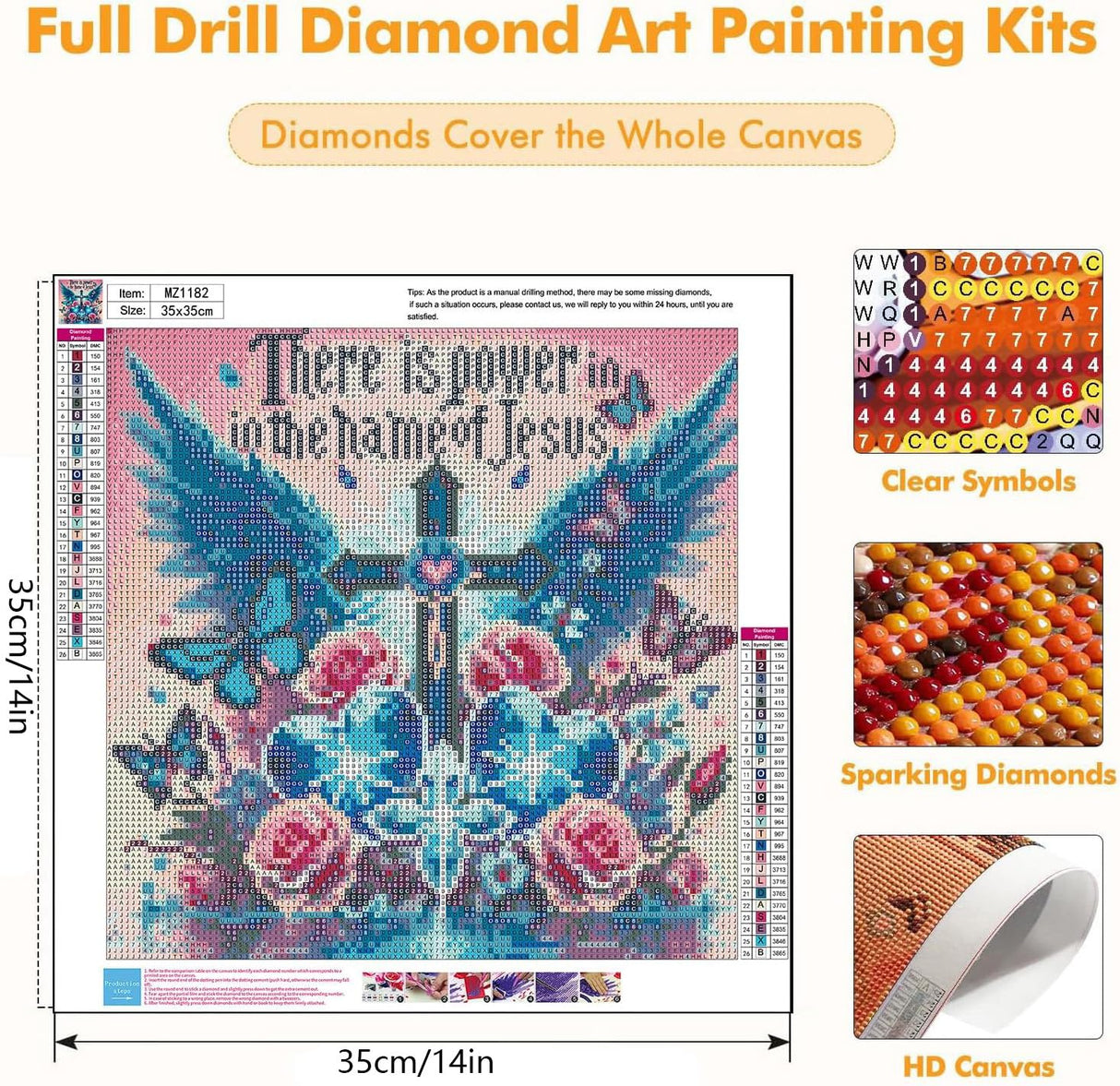 Axquilon Cross Diamond Art Kits for Adults - Religious Diamond Painting Kits for Adults Beginner, DIY 5D Full Drill Gem Art for Home Wall Decor 14x14 inch Axquilon