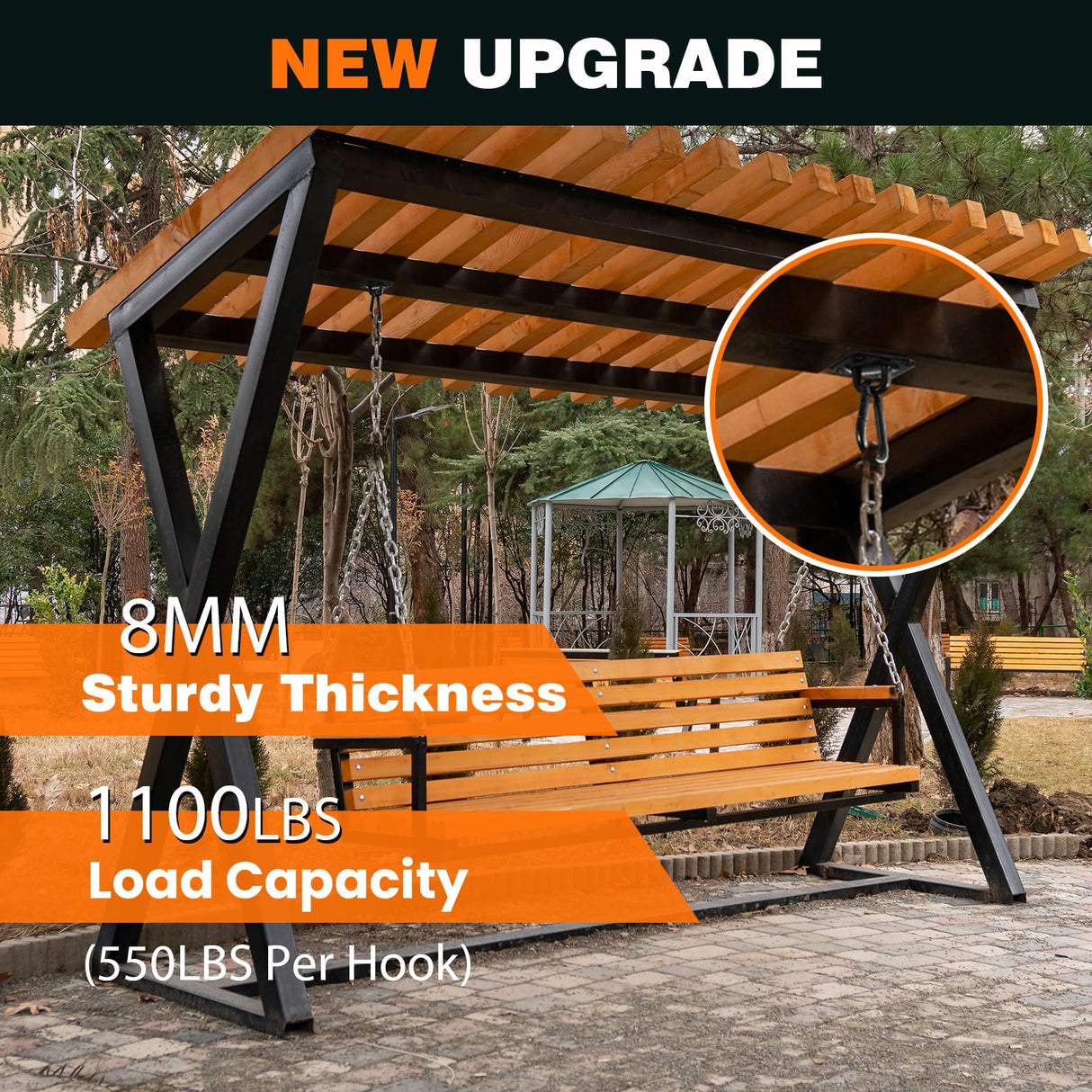 Aheucndg 1700 lb Capacity Hammock Hanging kit, 2 Pack M10 Premium Heavy Duty Pad Eye Hooks + 2 Pack Snap Hooks and 8 Pack Heavy Duty Screws for Outdoor Indoor Activity. Aheucndg