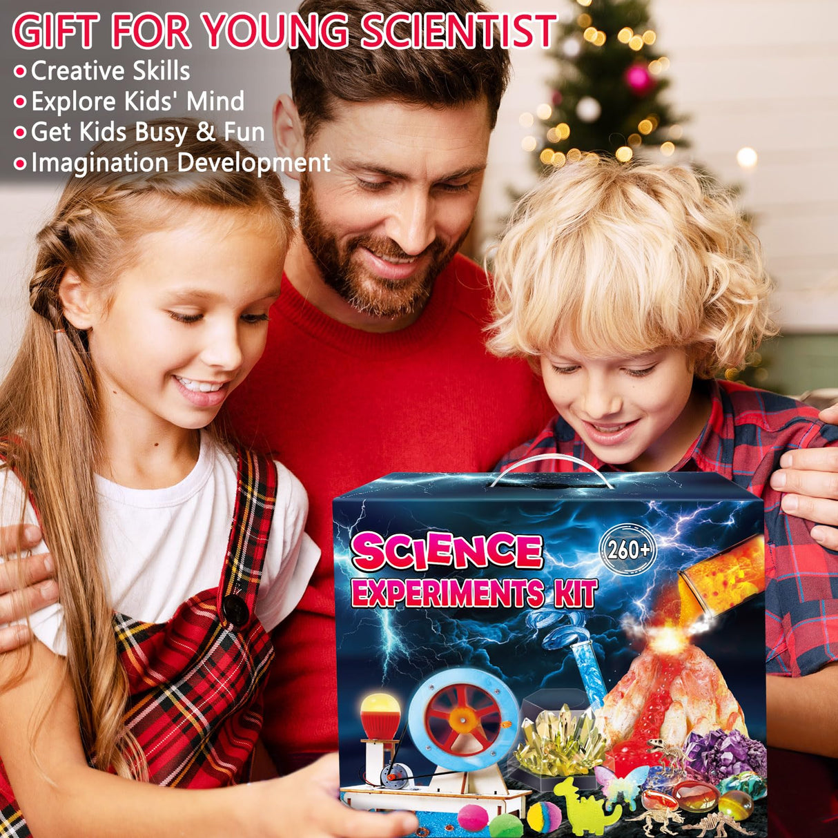 UNGLINGA 260+ Experiments Science Kits for Kids, S.T.E.M Science Projects, Chemistry Set, Christmas Birthday Toys Gifts Idea for Boys Girls, Dig Volcano Gemstones, Educational Scientist Set UNGLINGA