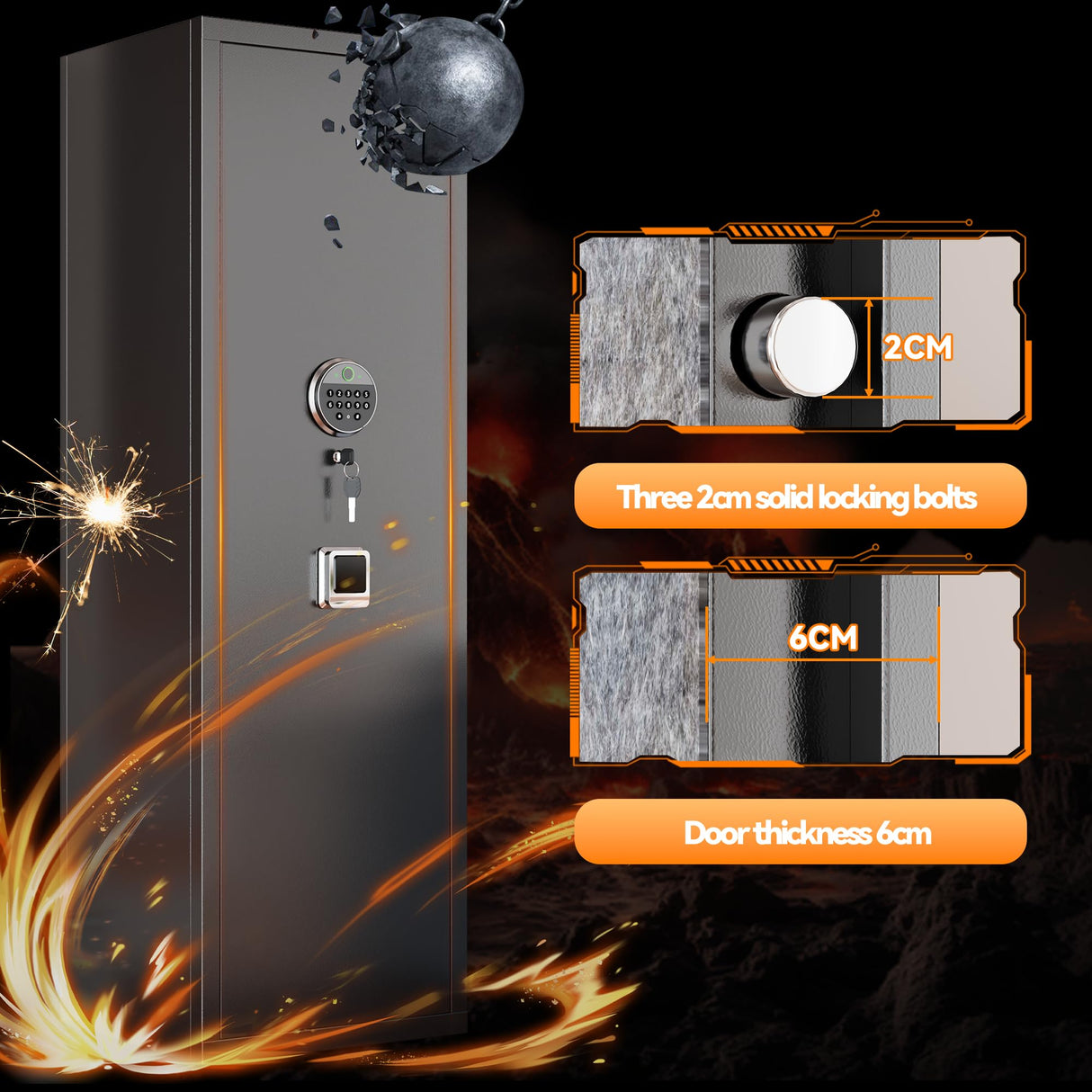 10-12 Gun Safe for Home Rifle and Pistols,No Assembly Required Gun Safe Locker,Biometric Fingerprint Locking Cabinet,Electronics Keyboard Password Cabinet Safes,Adjustable Partition Storage Rifle Case Leariso