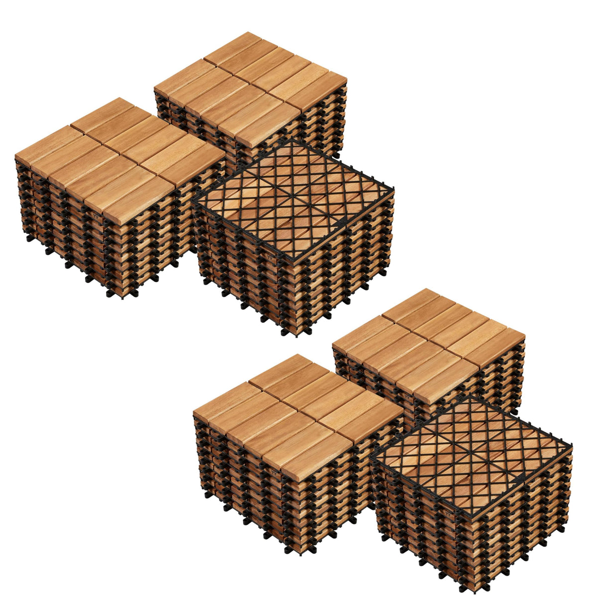 Yaheetech 54pcs Acacia Wood,Interlocking Deck Tiles with Non-slip Surface,Easy Snap Waterproof Flooring Tiles for Indoor Outdoor,Cracking Resistant Patio Backyard Decor for All Weather Use,Wood Yaheetech