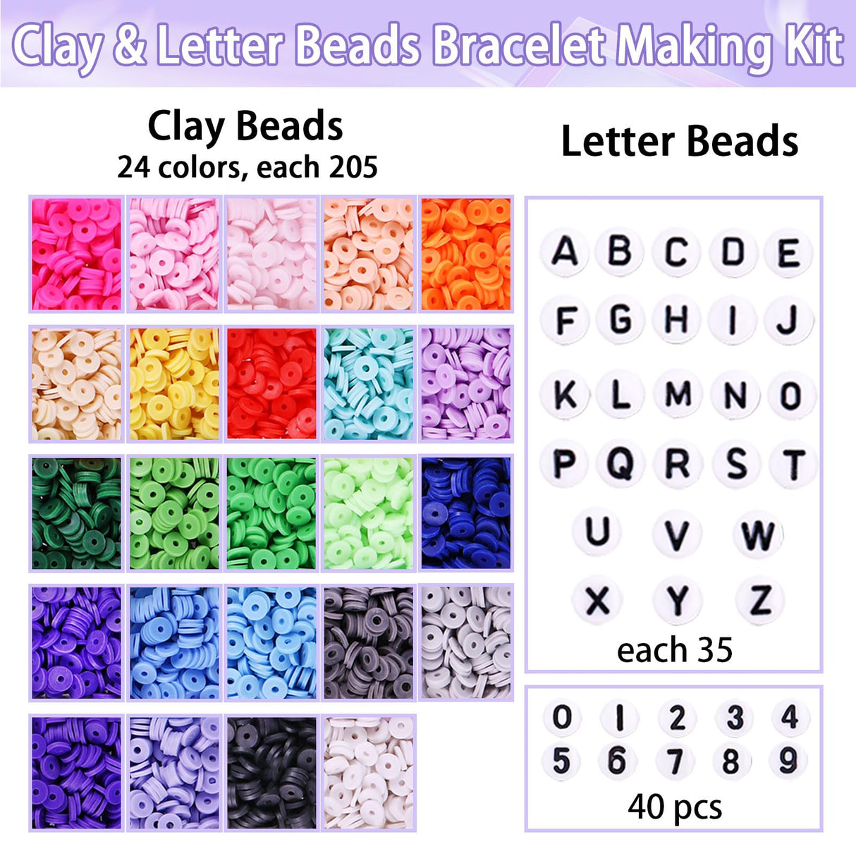 Wuollgess 6000 PCS Clay Beads Bracelet Making Kit with A to Z Alphabet Letter Beads, Friendship Bracelet Kit, Earrings Necklace Craft Jewelry Making Kit for Adults Wuollgess