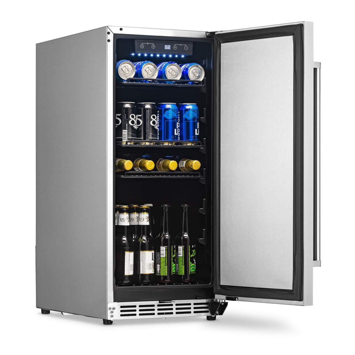 NewAir 15" Commercial Beverage Refrigerator | Weatherproof Stainless Steel Fridge | Built-In or Freestanding Outdoor Patio Fridge For Beer, Wine, Food NCR032SS00 NewAir