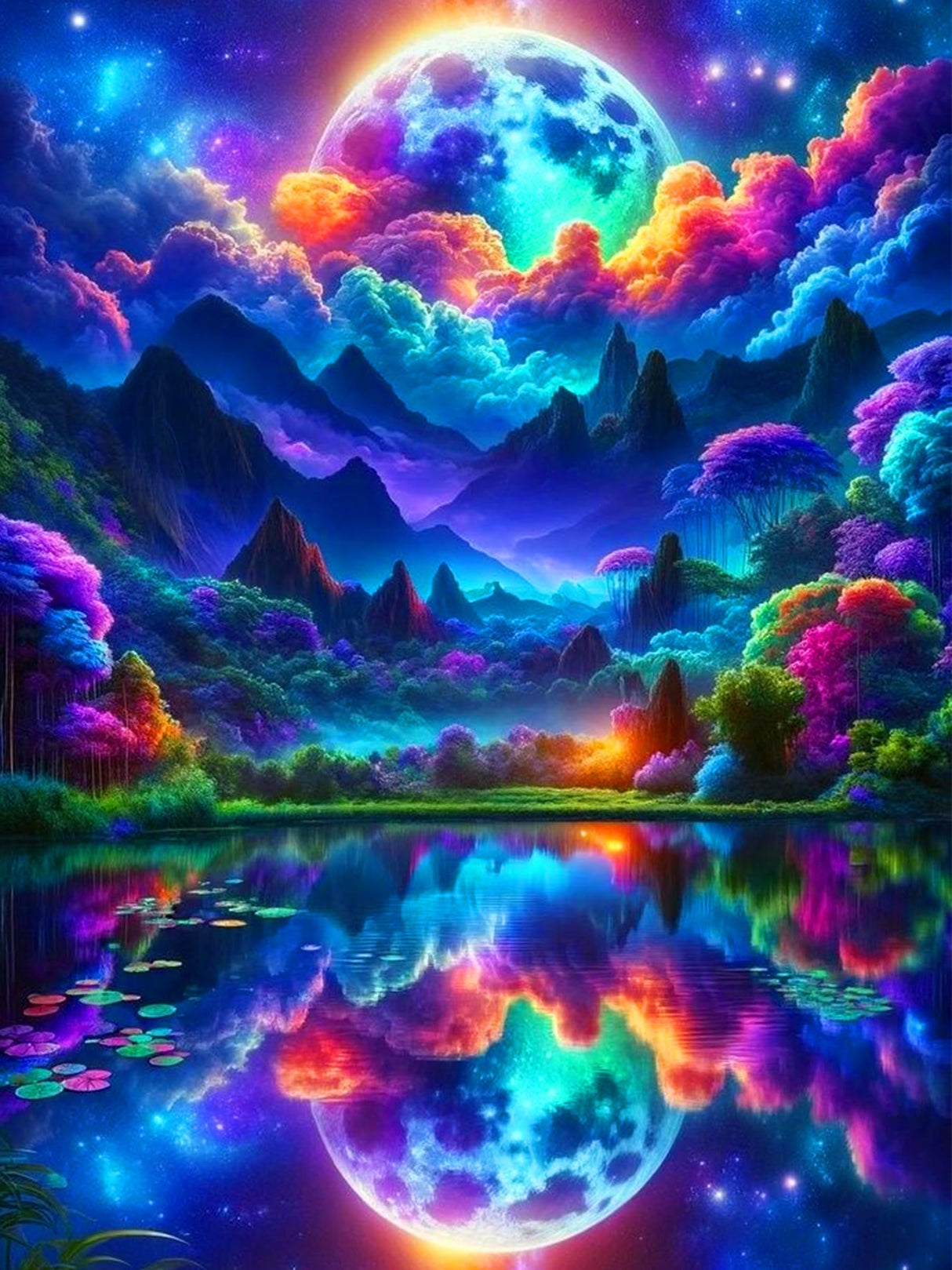 ijbnhd Moon Diamond Painting Art Kit for Adults Abstract Mountain Diamond Art Painting for Beginners Full Drill Round Gem Art Painting for Crafts Home Wall Decor Gift 12x16inch ijbnhd
