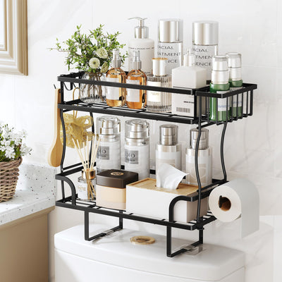 Kitstorack 2-Tier Over Toilet Storage, Easy to Install without Drilling or Screwing, Suitable for Bathroom Organizers and Storage, Over the Toilet Shelf as Space Savers