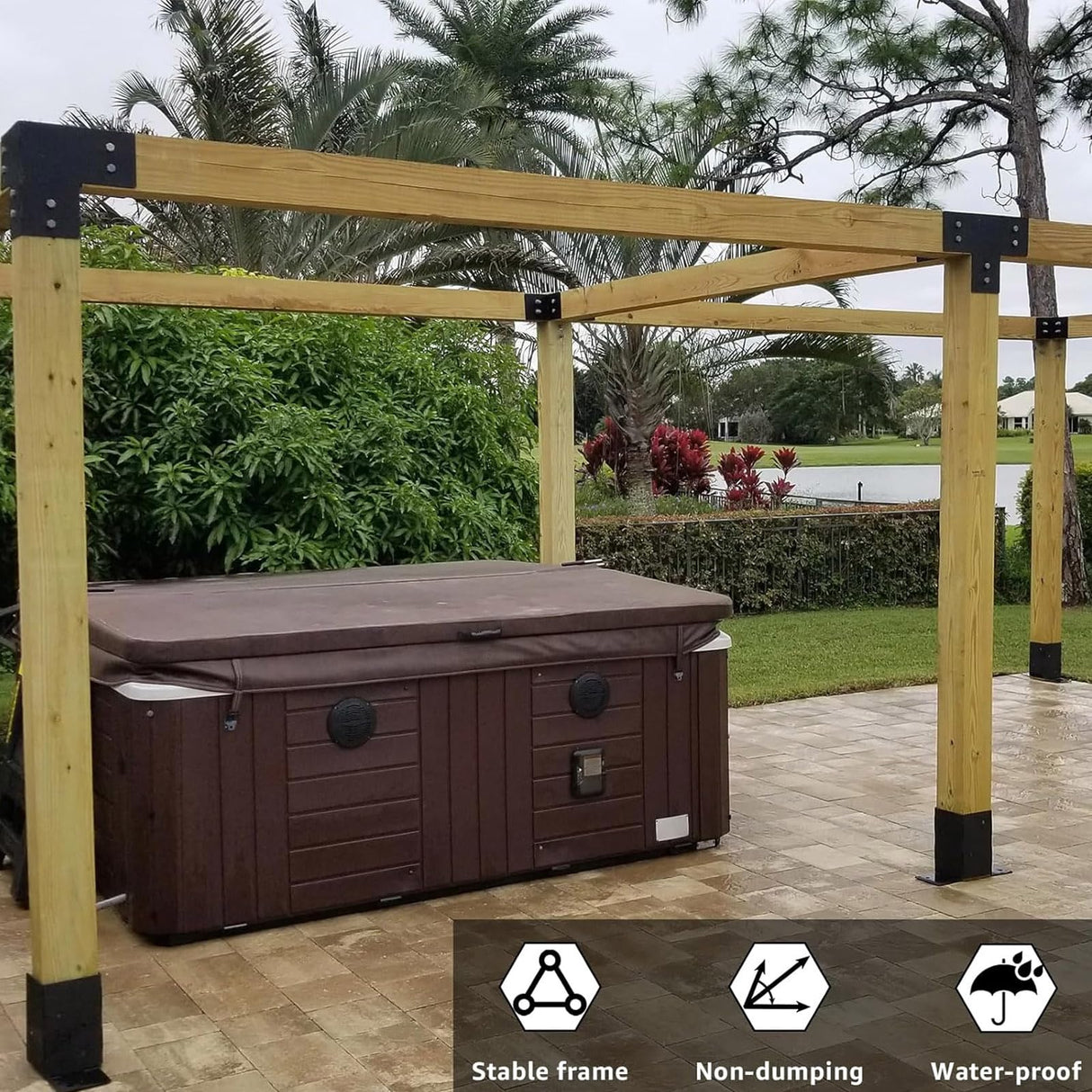 LANIAKEA 2PCS Pergola Brackets, 3-Way Right Angle Corner Bracket Pergola Kit with Screws, Pergola Hardware for 4x4 Inch(Actual: 3.5x3.5 Inch) Wood Beams LANIAKEA