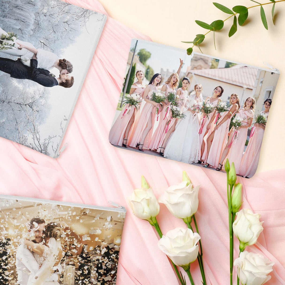 Eccliy 70 Pieces Sublimation Blank Canvas Makeup Bags Bulk Blank DIY Heat Transfer Cosmetic Makeup Bags Canvas Pen Case Pencil Bags Clear Sublimation Blank Pouch with Zipper(White,4.33 x 7.09 Inch) Eccliy