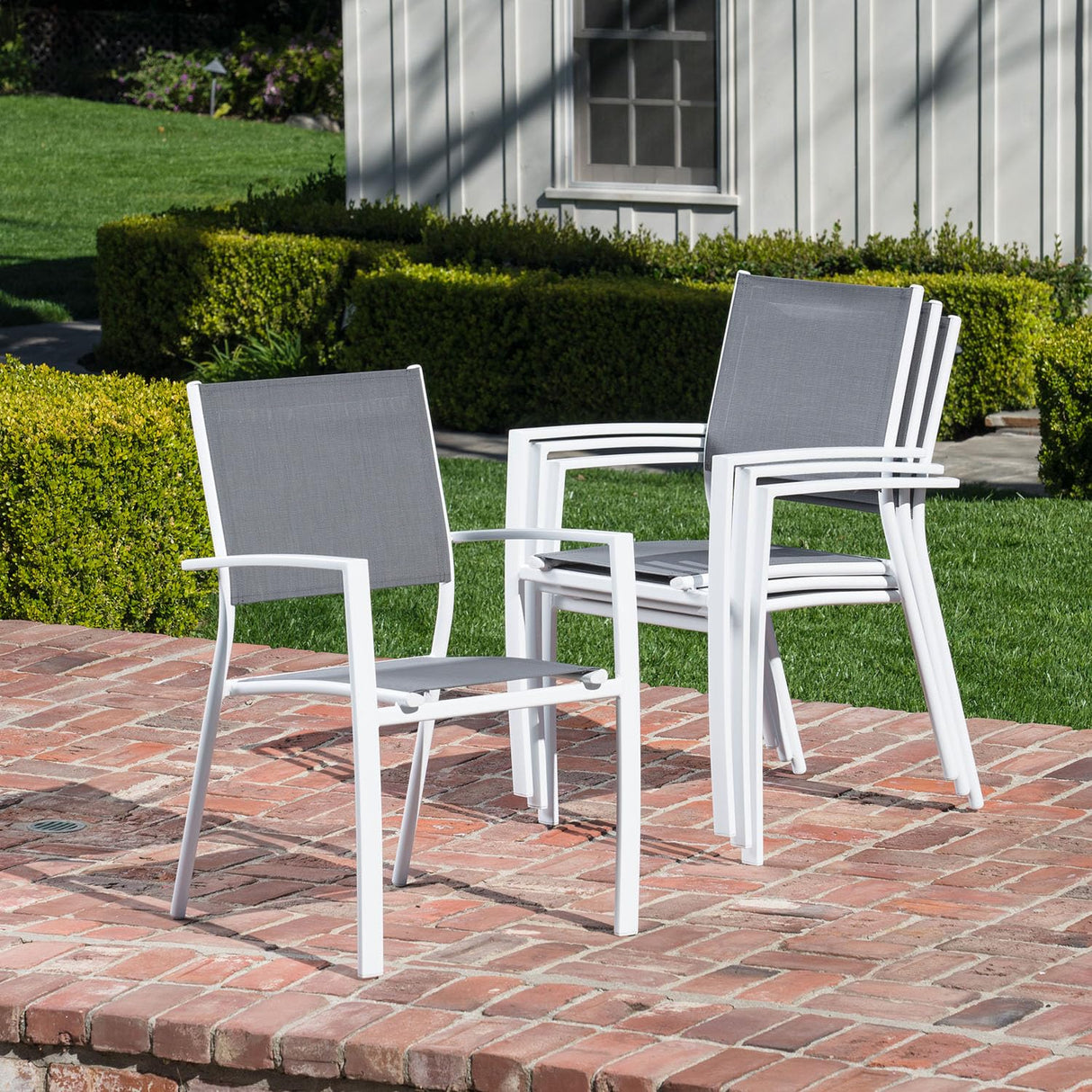 Hanover Naples 11-Piece Outdoor Dining Set with Aluminum 40" x 118" Expanding Patio Table and 10 Stackable Sling Chairs, Modern, Comfortable, and Weather-Resistant Patio Dining Set for 10 Hanover